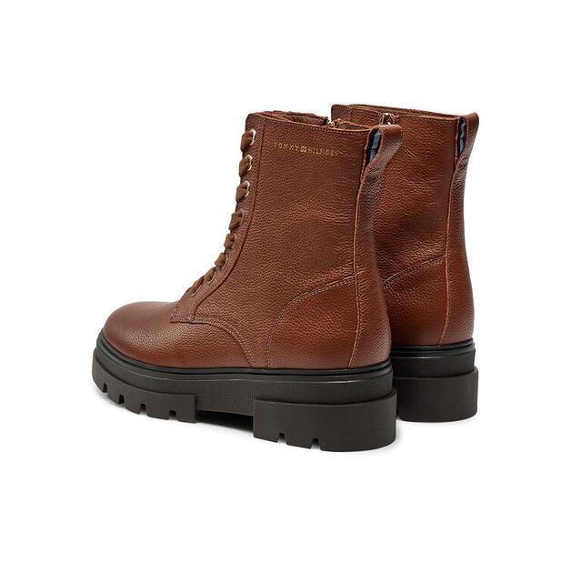 Двухцветные кожаные ботильоны на шнуровке Tommy Hilfiger FW0FW08160 коричневые