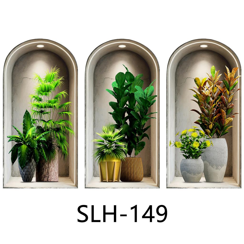 Набор из 3 шт. Наклейки на стену с растениями и цветами Сделай сам Наклейки из стекла в виде короны для декора гостиной, спальни, свадьбы Самоклеящиеся наклейки на холодильник