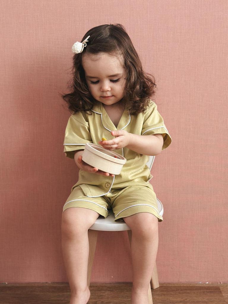 Комплект детской хлопковой пижамы в корейском стиле для всей семьи - Версия с коротким рукавом для девочек и мальчиков