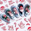 3D Nail Art Christmas Slider Wraps Snowflake Elk Santa Adhesive Flame Sticker Red Gold Manicure Nails Designs