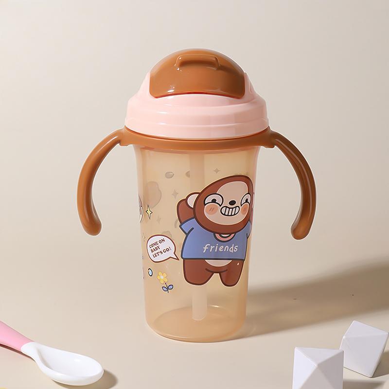 Cow Shaped Straw Cup 3-12 Years Drinking Cup 270ml Baby Wide Mouth Water Cup Silicone Straw Inverted No Leakage