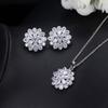 Rose Zircon Pendant, Necklace Stud Earrings Two-Piece Set, Snowflake Collarbone Chain.