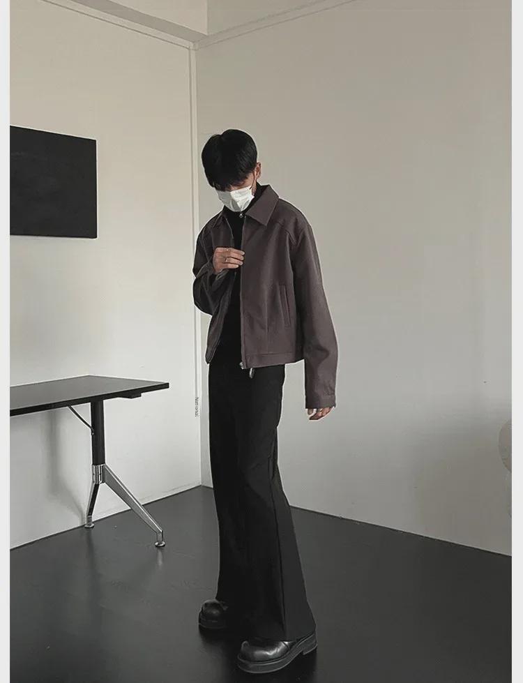 Мужское повседневное свободное короткое пальто в корейском стиле на осень/зиму с широкими лацканами
