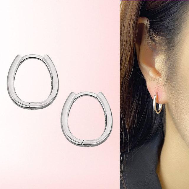 925 Sterling Silver Hoop Earrings For Women Heart Ear Hoops Real Silver 925 Jewelry Original Brand Jewelry