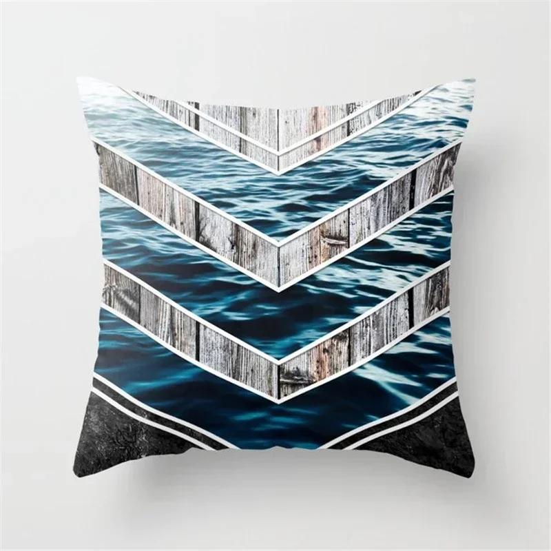 45x45cm Creative Wood Texture Marble Pillowcases Fashion Geometric Cushions Case Farmhouse Home Decor Sofa Couch Throw Pillows