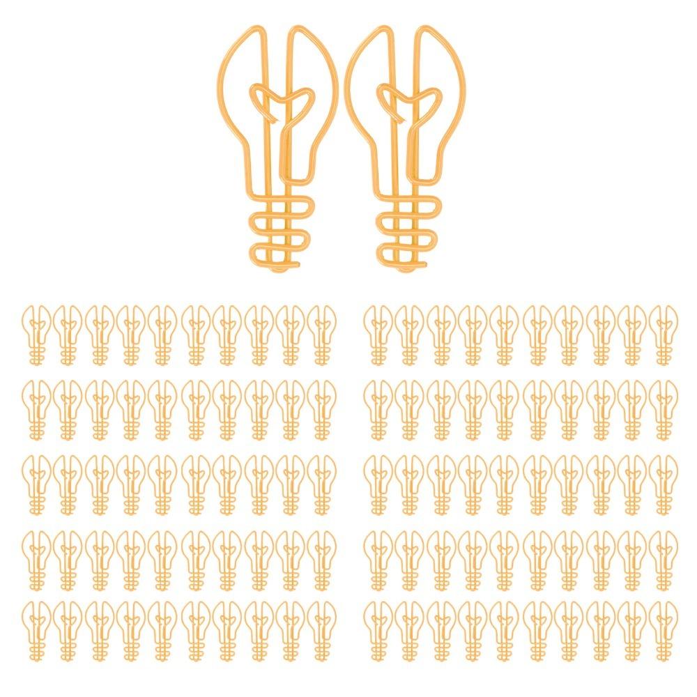 100pcs Yellow/Pink Cute Paper Clips Plastic-coated Metal Metallic Paper Clips  Office Supplies