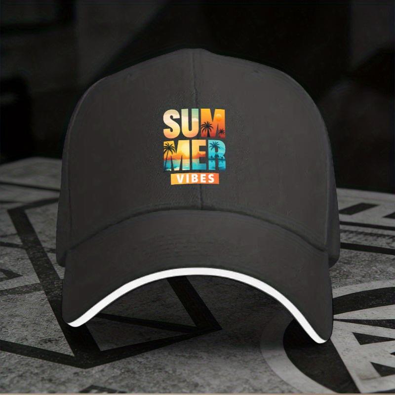 New An Adjustable Sandwich Baseball Cap Featuring 'SUMMER VIBES', a Lightweight Printed Women'S Hat, a Trendy Men'S Cap for 'Bea