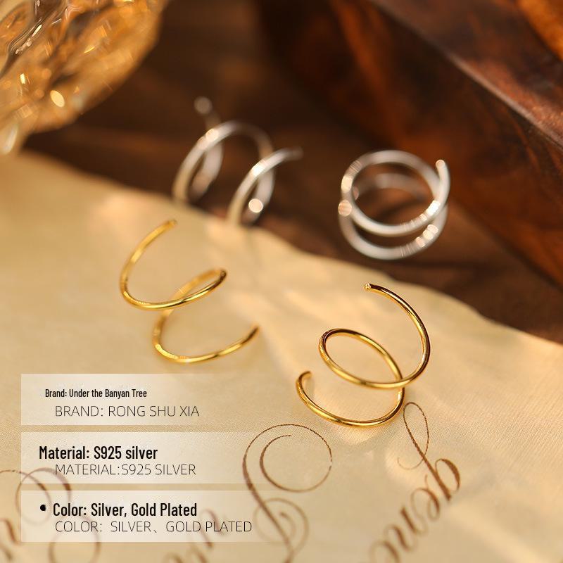 Серьги-кольца Banyan Tree S925 из серебра в форме спирали для мужчин и женщин