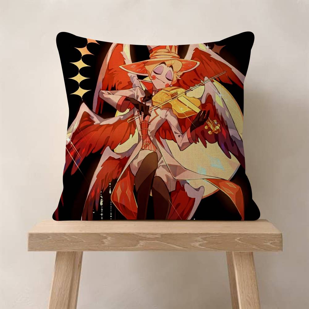 Anime H-Hazbin Hotel Lucifer Angel Pillow Cover Sofa Cushion Cover Home Room Decoration Children Gift