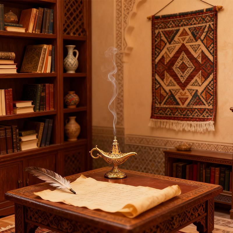 1 шт. Лампа Аладдина Форма Домашний декор Подставка для благовоний Домашний Сложный цветочный дизайн Праздничные подарки