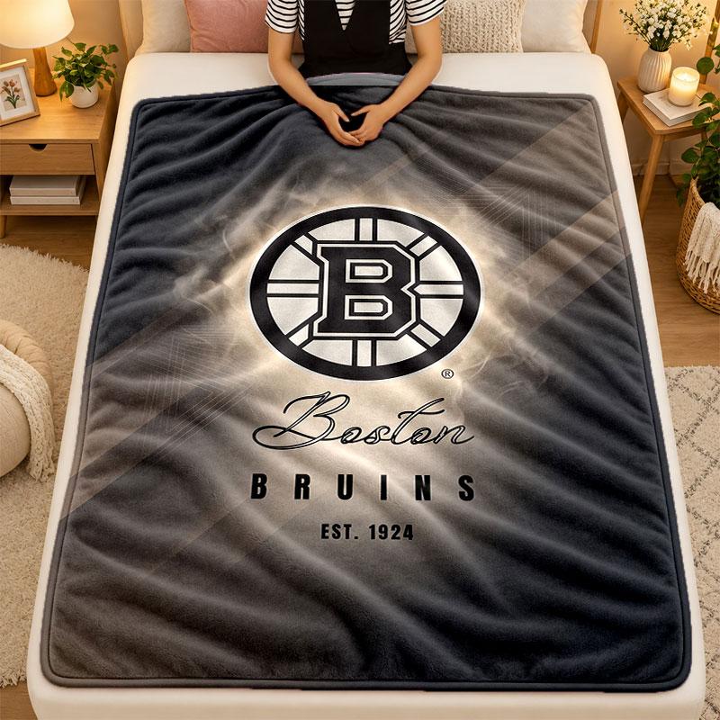 Flannel BlanketBoston Bruins Warm Soft Throw Blanket for Indoor Sofa Bed Living Room Use
