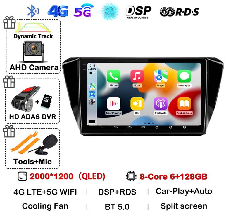 Автомагнитола Android 14 с Auto Carplay для Skoda Superb 3 2015 2016 2017 2018 2019 Мультимедийный стерео видеоплеер GPS 4G WiFi DSP BT