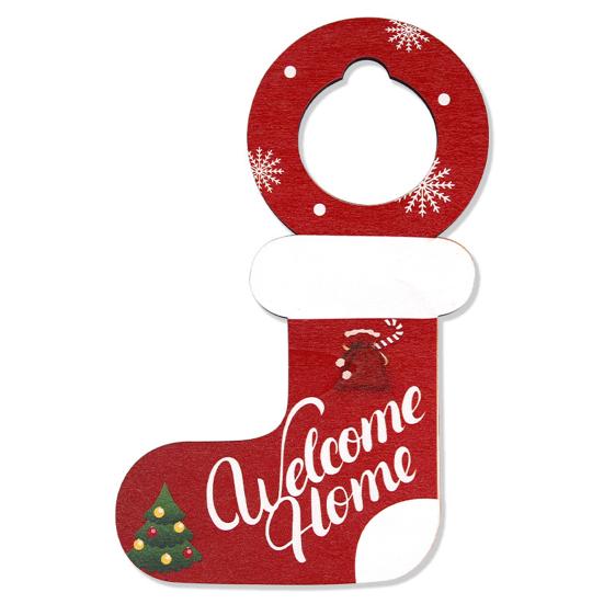 Рождественская деревянная дверная ручка, чулок, декор, украшение, Санта-Клаус, снеговик, праздничная дверная ручка, вешалка, подвеска для вечеринки