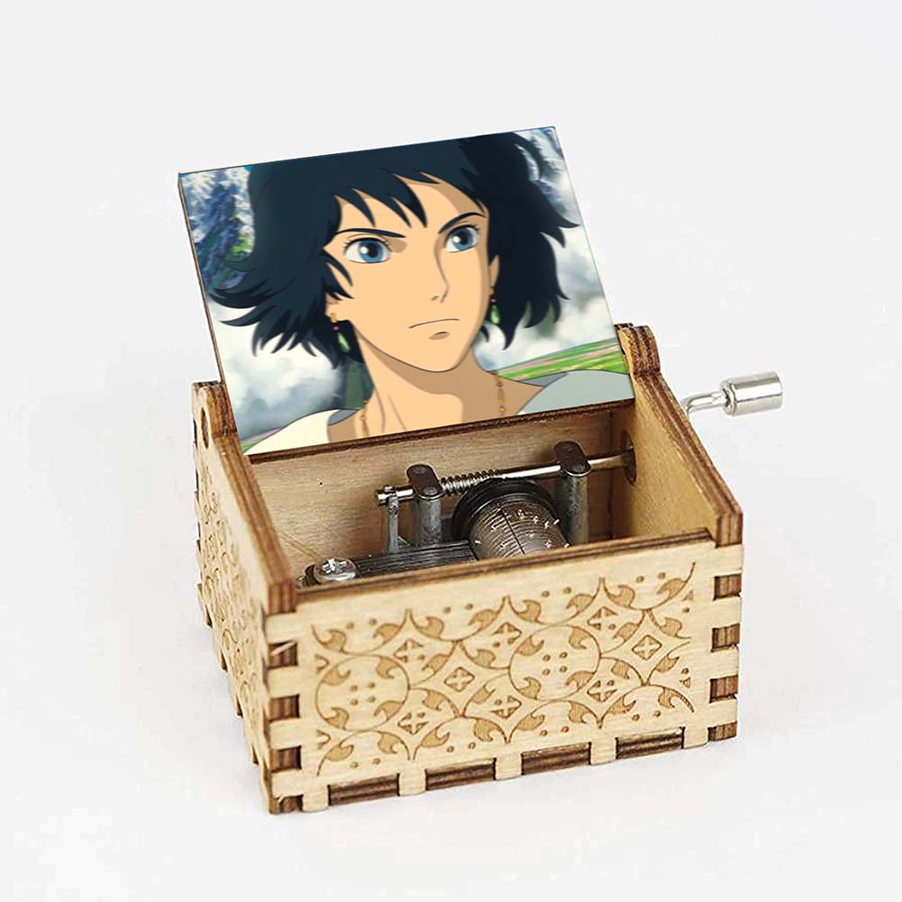 Anime Howl's Moving Castle Black Wooden Music Box Merry Go Round of Life Theme Fans Friends Mechanical Birthday Lovely Gifts
