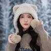 Winter Hat for Women Lace Up Knitted Hat Plus Velvet Thickened Cold-proof Wool Hat Versatile Warm Hat Rabbit Fur Bag Head Hat