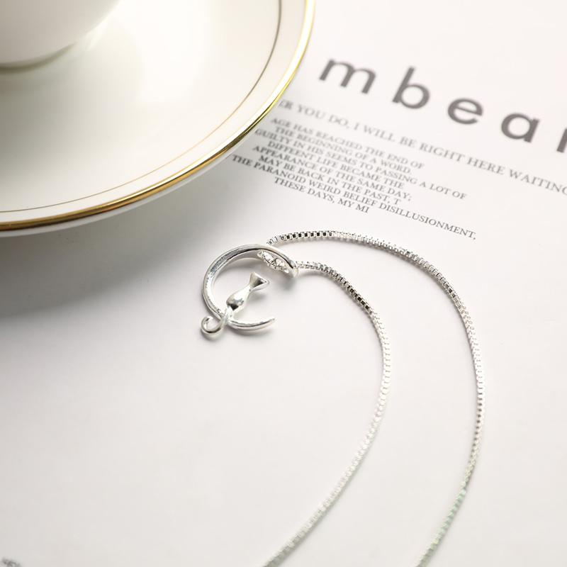 Pure 925 Sterling Silver Cat Charm Pendant Necklaces For Women New Fashion Jewely Small Chokers Necklaces Fine Jewelry