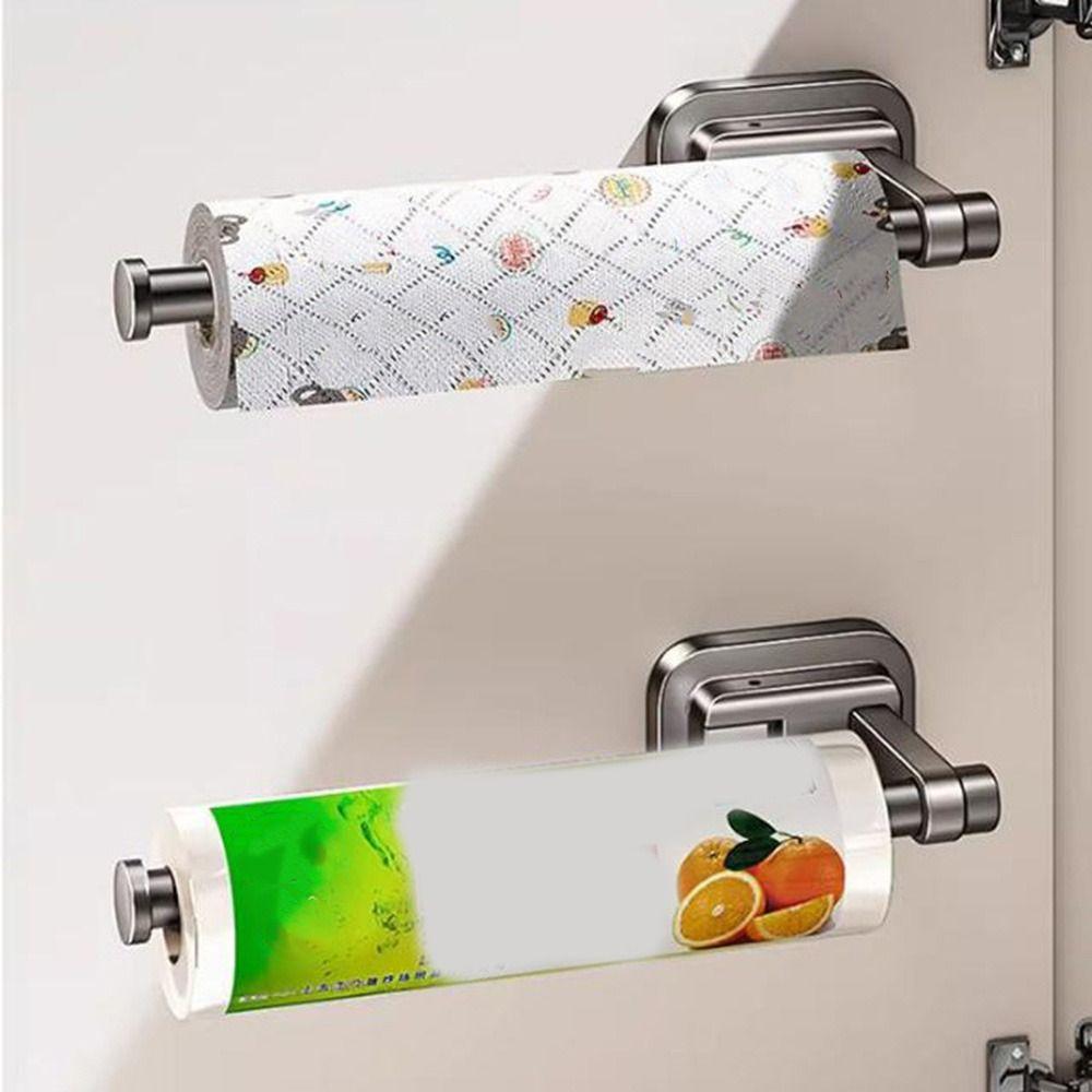 Space Aluminum Suction Cup Paper Towel Holder Easy Install Paper Towel Storage Rack Cabinet