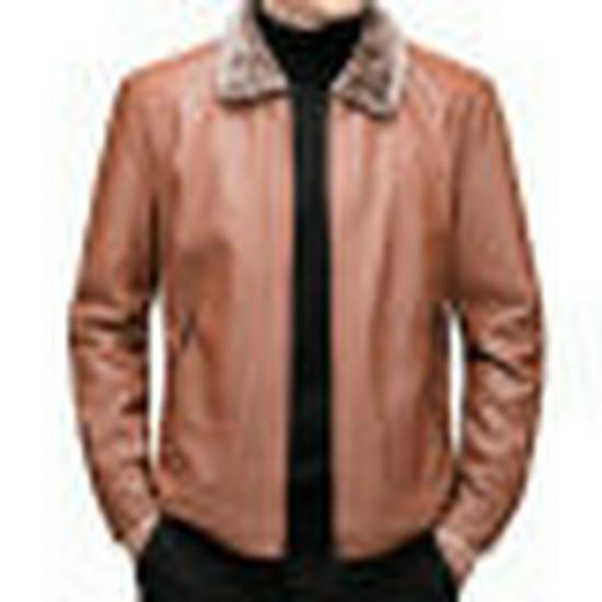 Мужская куртка из искусственной кожи с бархатной подкладкой 2024 года: Осенне-зимний деловой повседневный стиль, квадратный воротник.