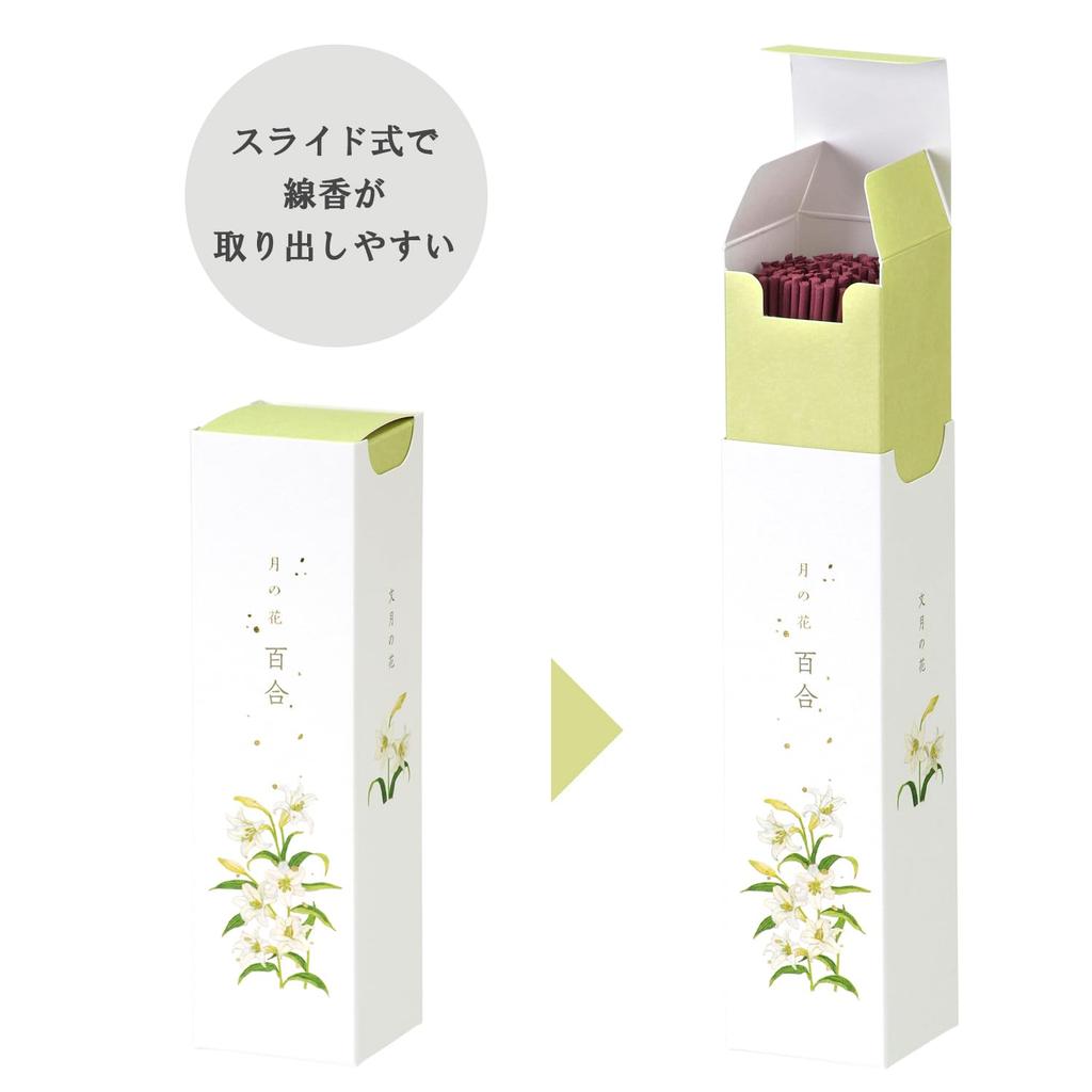 Kameyama Moon Flower Lily Scent Incense Sticks, Approx. 90g, Approx. 130 Sticks