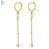 925 Silver Needle Luxury Long Chain Tassel Crystal Stud Earrings For Women Exquisite Pendant Gold Earrings Fine Jewelry