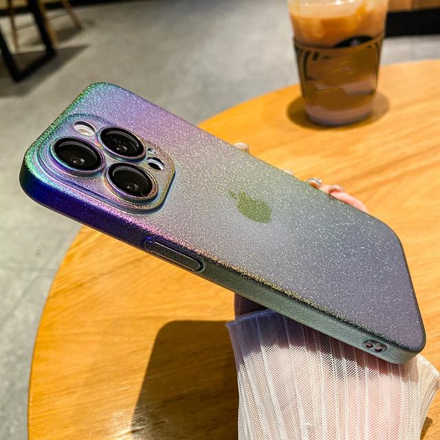 Роскошный матовый чехол для телефона с радужным лазерным градиентом для Iphone 14 11 12 13 Pro Max 14plus, прозрачная пленка, защитная пленка для камеры, жесткий чехол для ПК