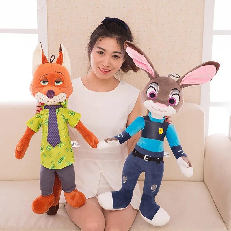 @-Cartoon Anime Movie Zootopia Plush Toy Fox Nick Wilde Rabbit Judy Hopps Doll Soft Stuffed Animals Toys Kids Xmas Gifts