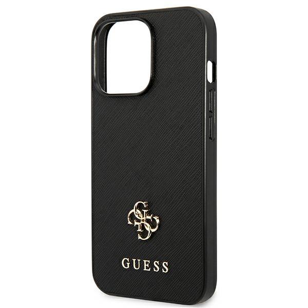 Etui do iPhone 13 Guess Saffiano 4G Small Metal Logo Czarny