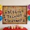 Рустикальный Алфавитный Фон Ретро Цветной Гирляндный Свет Алфавитный Фон Тема Вверх Ногами Фотореквизит для Хэллоуина Принадлежности для Вечеринки по Случаю Дня Рождения