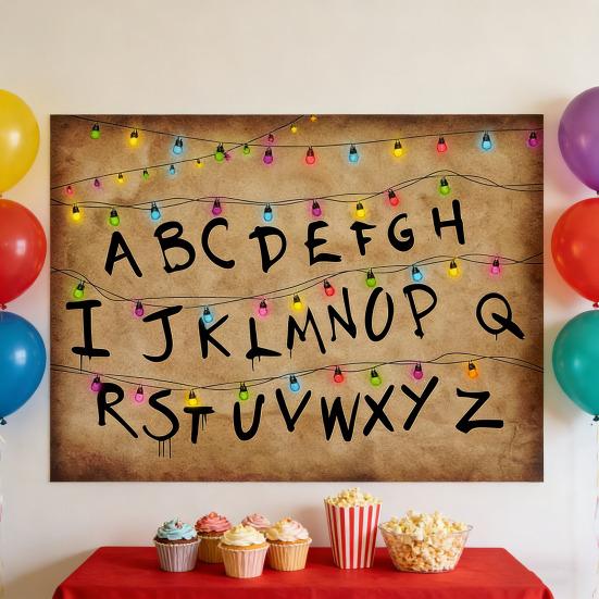 Рустикальный Алфавитный Фон Ретро Цветной Гирляндный Свет Алфавитный Фон Тема Вверх Ногами Фото Реквизит