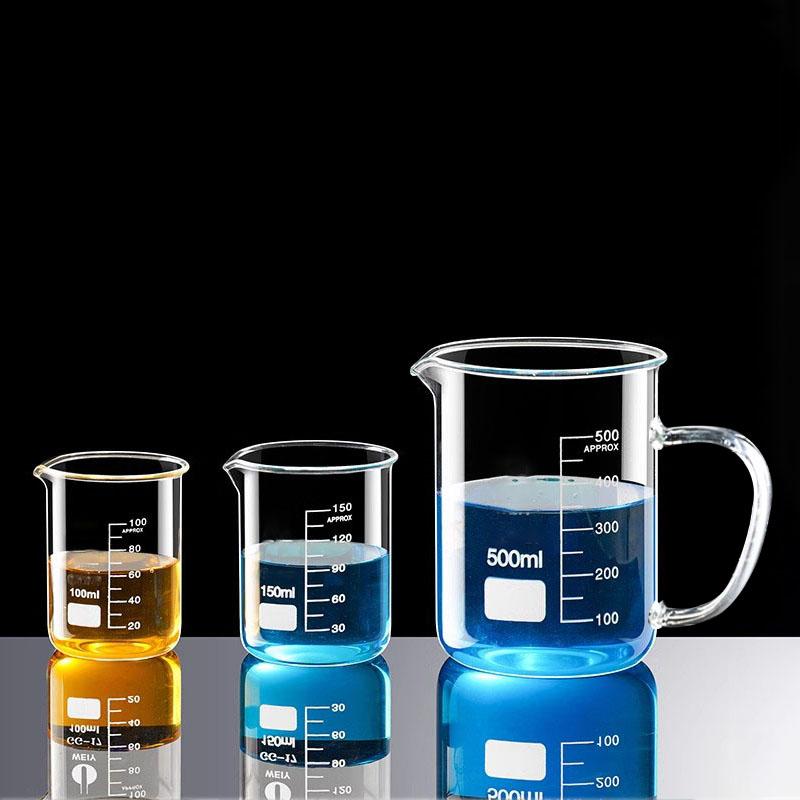 50-1000 мл Высокоборосиликатное стекло Мерный стакан Термостойкий лабораторный стакан С ручкой/Без ручки Шкала Кружка Измерительные инструменты
