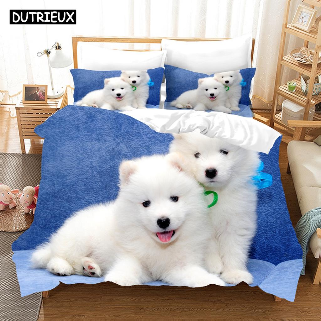 3D Комплекты постельного белья Самоед Набор пододеяльника с наволочкой Твин Фул Квин Кинг Постельные принадлежности Постельное белье