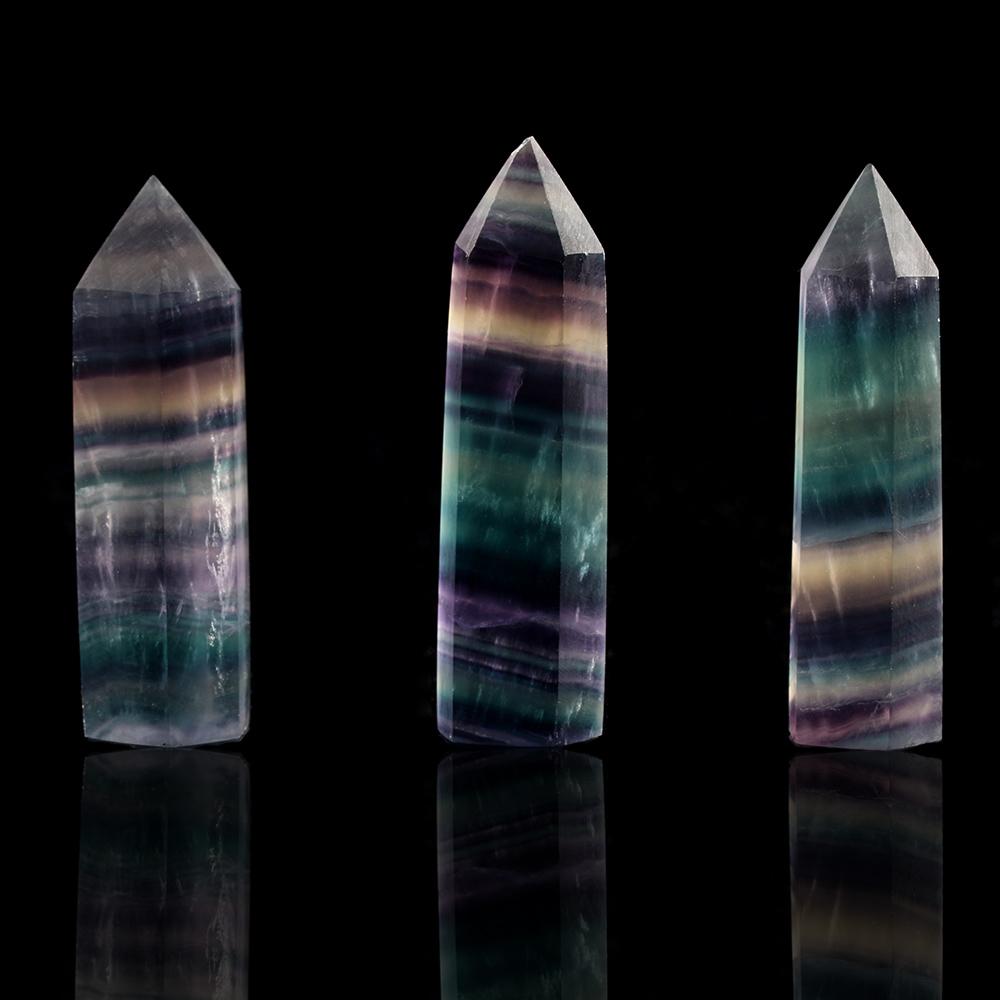 50-60mm Home Colorful Stone Collectables Gemstone Crystal Wand Natural Fluorite Point Healing