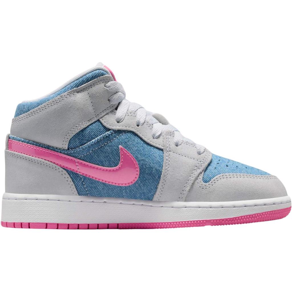 Jordan Air Jordan 1 Abrasion Resistant Breathable Mid top Children's Basketball Shoes Blue Pink Teenagers HQ1999-400