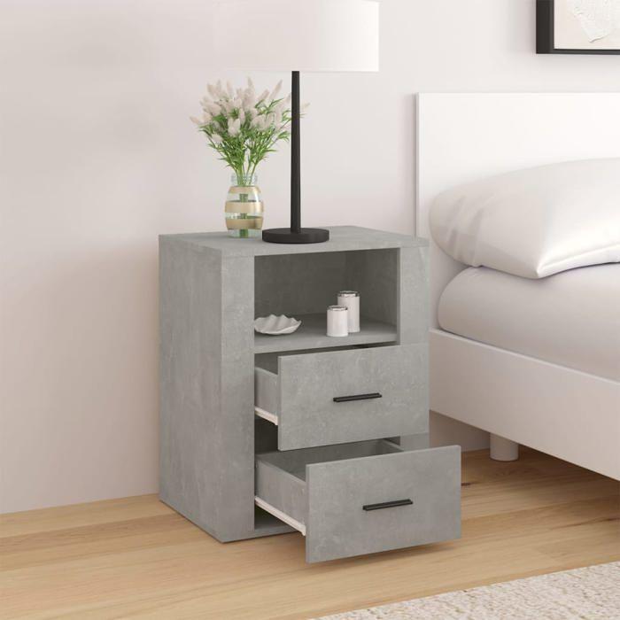 Maison Exclusive - Table de chevet Gris béton 50x36x60 cm Bois d'ingénierie