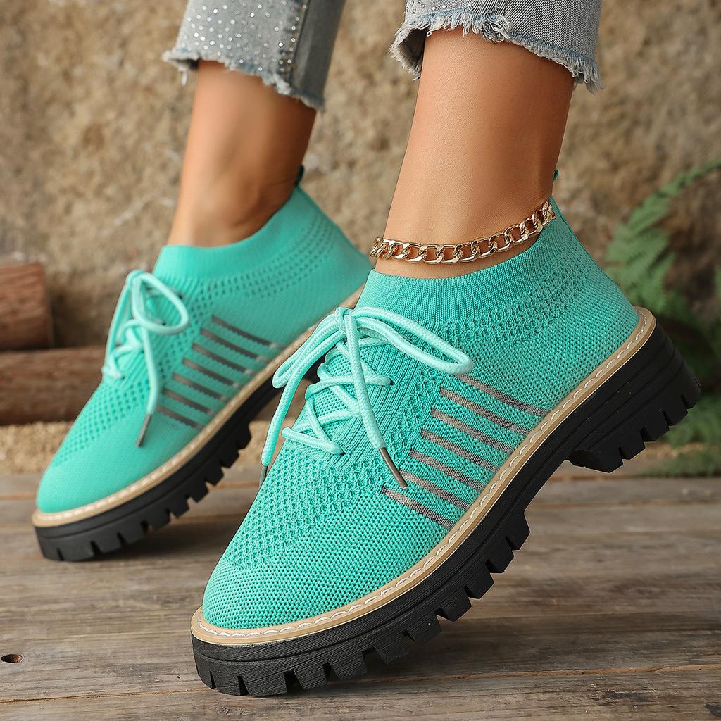 Plus Size Shoes for Women 36-43 Summer Spring 2026 Women Mesh Breathable Comfortable Lace Up Platform Flats Sneakers Women