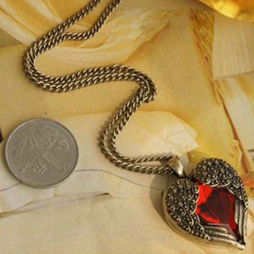 Полый Длинный Ангельское Крыло Любовь Красный Кристалл Девочки Персиковое Сердце Ювелирное Изделие Подвеска Ожерелье