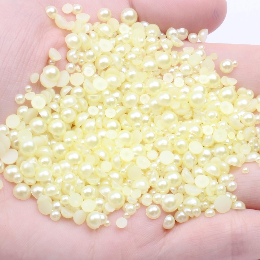 8mm Flat-Bottom Half-Round Imitation Pearls Beads, 100-Pack - DIY Rhinestone Mobile Case Accessories