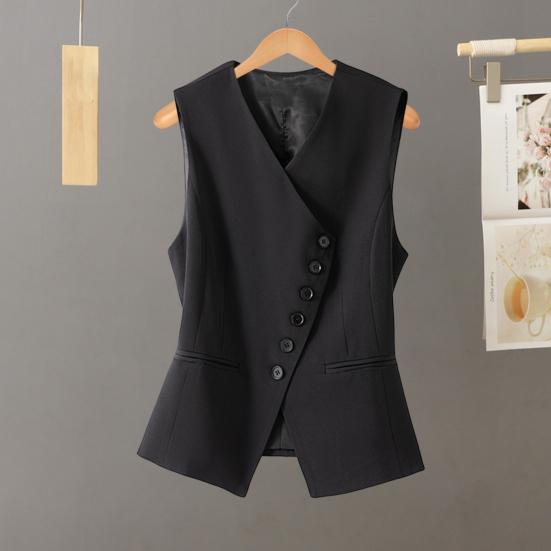 Женский жилет, пальто без рукавов, однобортный, на пуговицах, в стиле вестерн, приталенный кардиган, пиджак, однотонный, с V-образным вырезом, формальный, деловой, в стиле леди, жилет