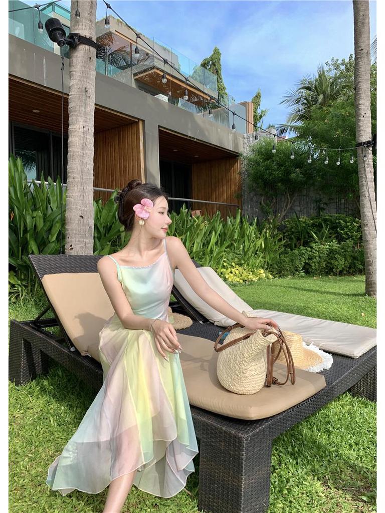 French Style Summer Fairy Suspender Dress for Women - Beach Vacation