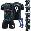 2324 Manchester City 2 Away Football Jerseys Short Pantyhose Set New Season Short Pantyhose Adult Children's Size Set