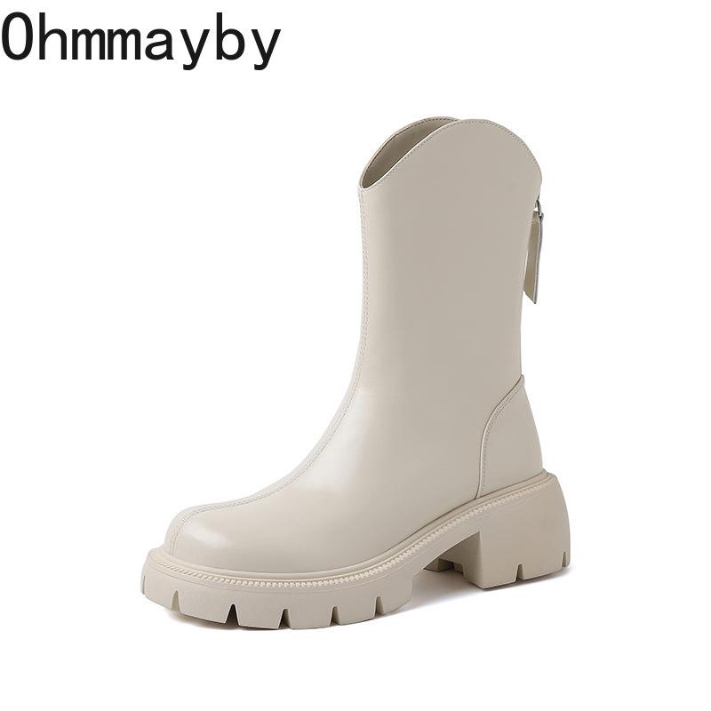 Fashion Women Ankle Boots Fashion Patent Leather Back Zippers Shoes Autumn Winter Thick Heel Ladies Knight Short Booties