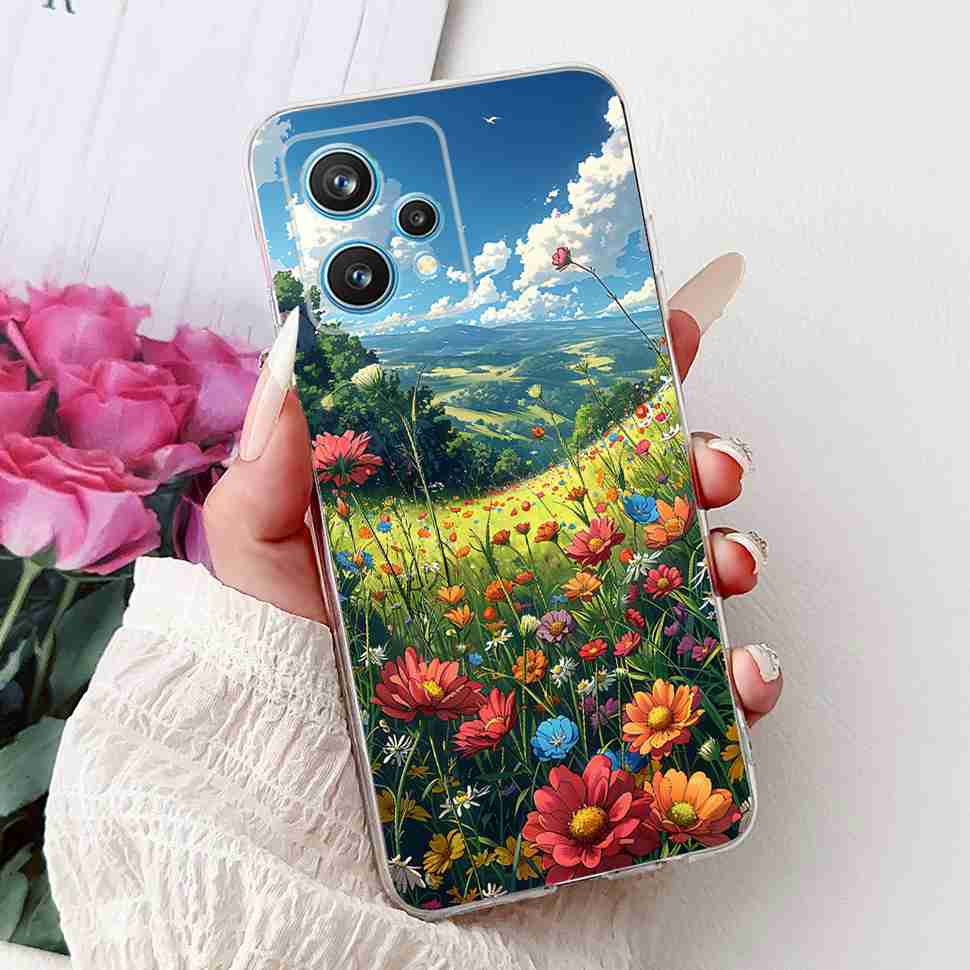 For Oppo Realme 9 Pro+ RMX3392 Case Fashion Painting Soft Silicone Cover For Realme 9Pro Plus RMX3393 6.43" Flower Phone Shell