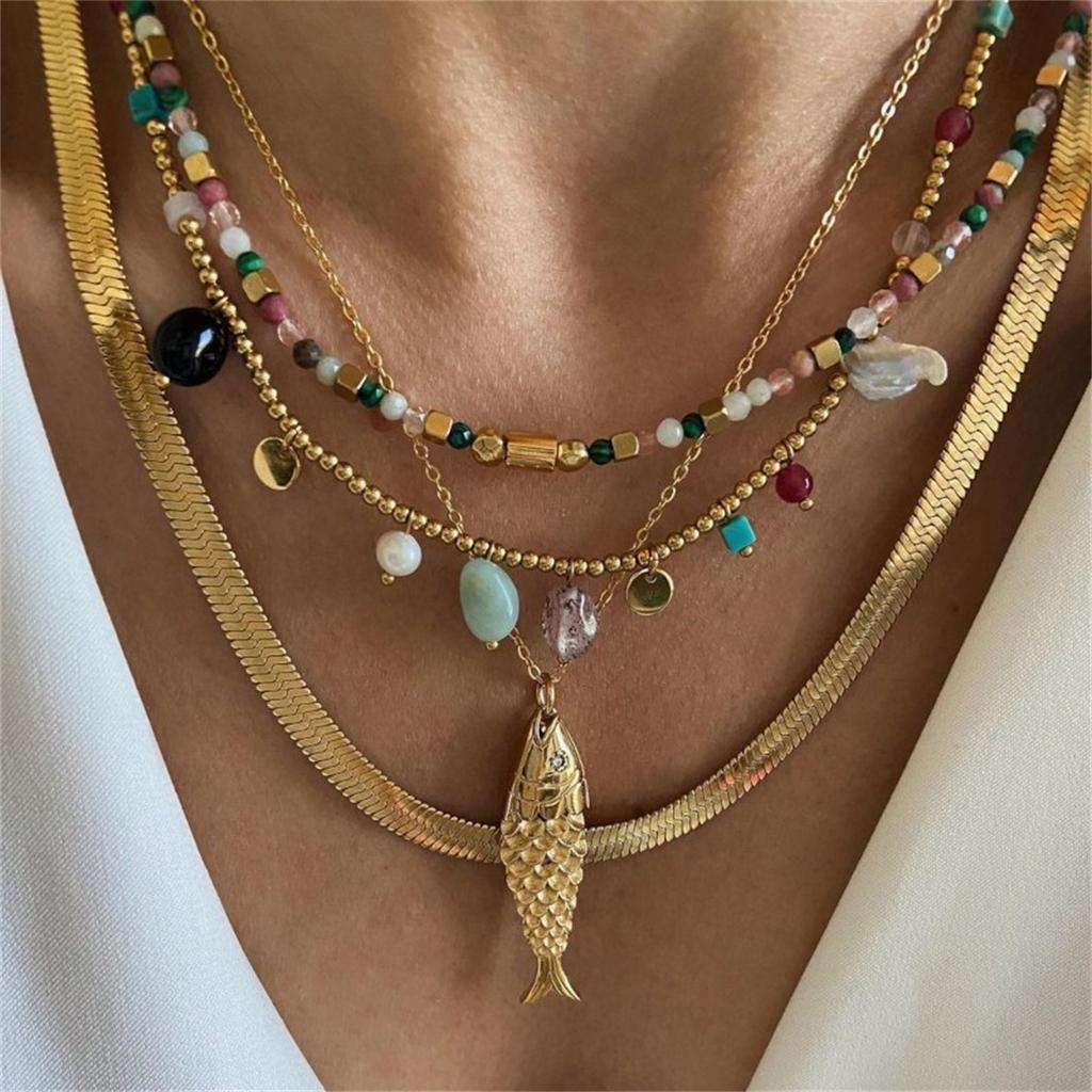 Yori Creativity Стильный кулон-рыбка из нержавеющей стали, золотое ювелирное изделие, покрытое PVD 18K