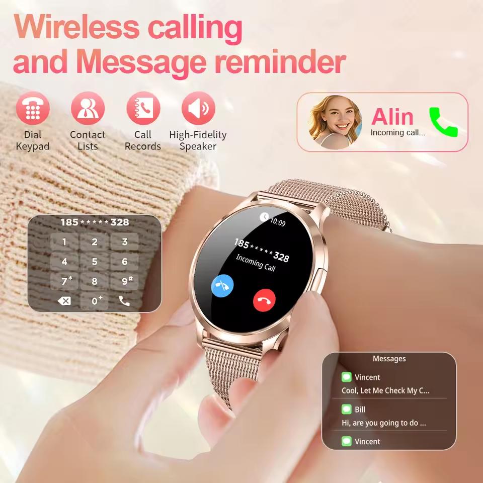 Новые смарт-часы NFC для женщин, 7,3 мм, ультратонкие, 1,32" HD-экран, спортивные, фитнес, Bluetooth-звонки, роскошные смарт-часы, подарок для женщин