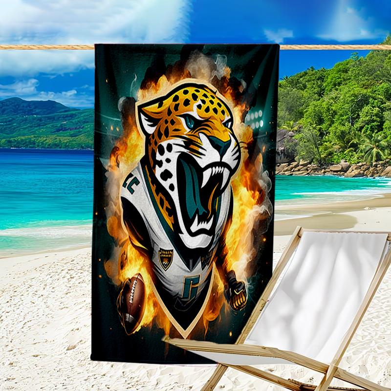 Beach Towel with Jacksonville Jaguars logo Pattern - soft,absorbent,machine washable Lightweight&Modern,swimming,Travel Essentials