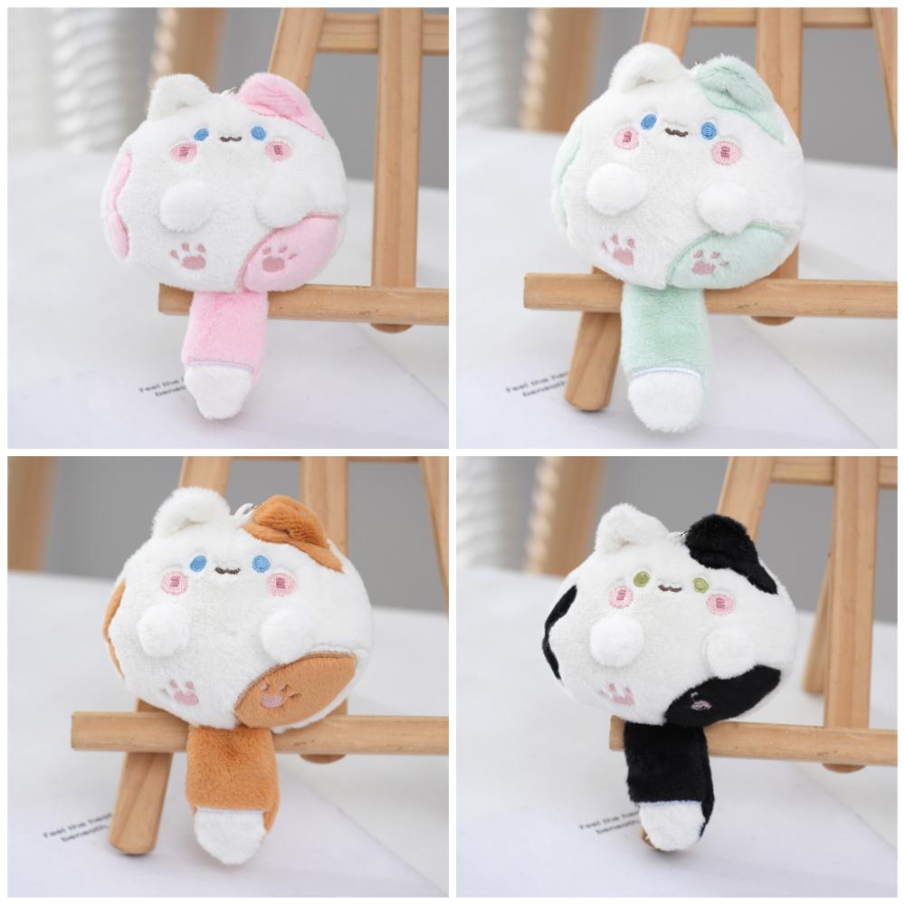 Squeak Long Tailed Cat Hanging Pendant Cute Bag Ornaments Stuffed Cat Key Chain for Girl's Bag