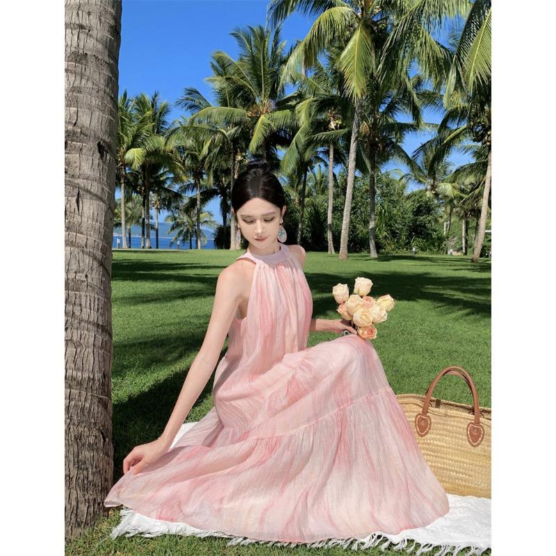 Женские летние свободные длинные жилеты без рукавов с завязками и висячей шеей, жилет с принтом тай-дай, темпераментные платья