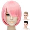 CaseEden Cosplay Wig, Smooth, Short, 30cm, Heat-Resistant, Pink, Includes 2 Wig Nets