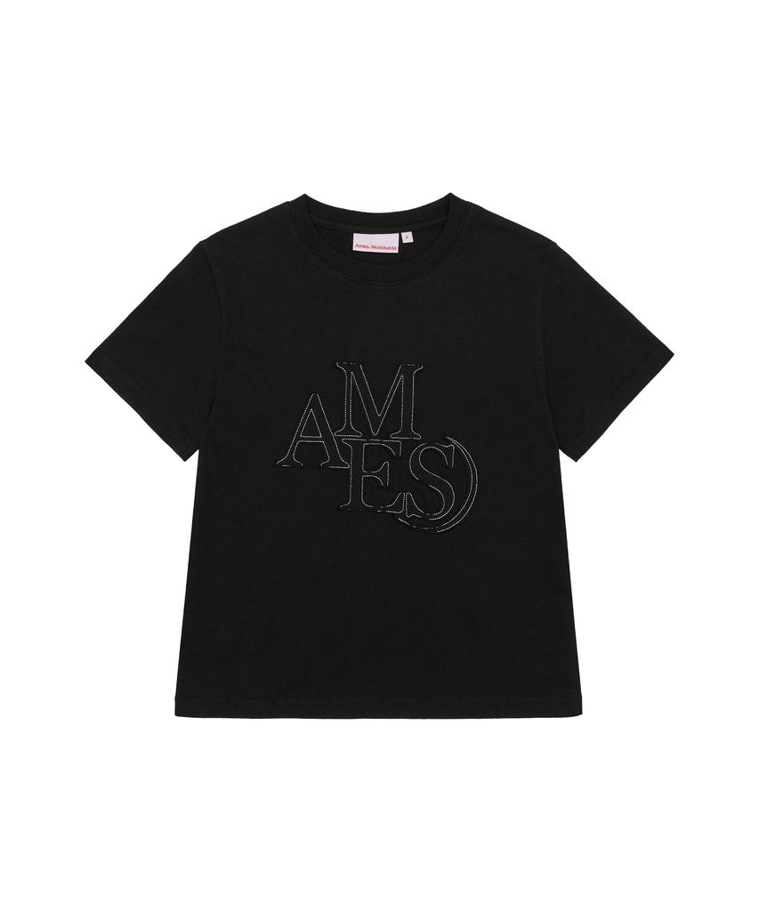 AMES-WORLDWIDE Черная футболка с аппликацией Ames