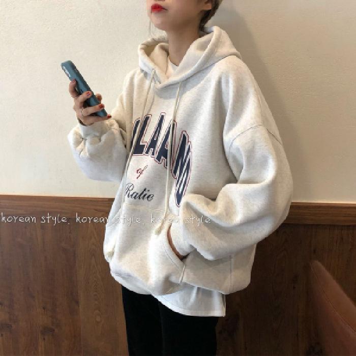 Женская толстовка с капюшоном из бархата Plus Velvet — плотная, свободная посадка, весна и осень 2024 г.